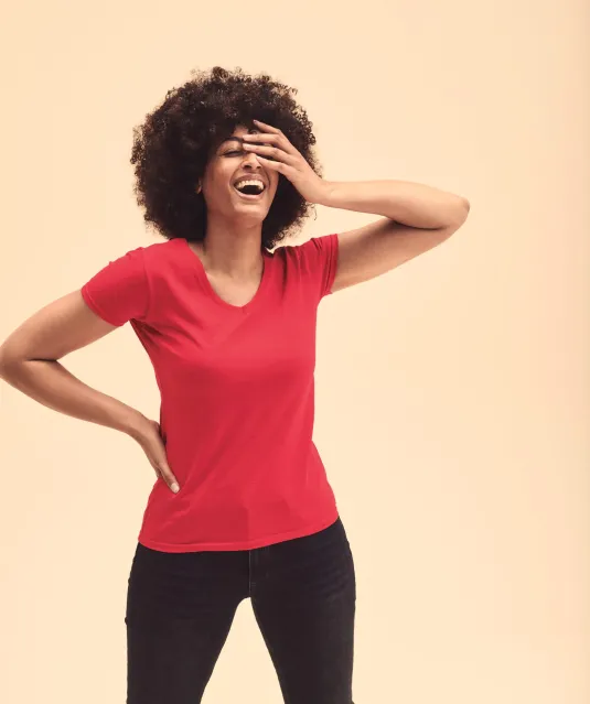 SC61398 - Lady-fit Valueweight V-neck T (61-398-0) White