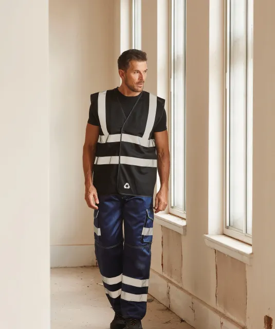 YHVW120 - Hoge zichtbaarheid hesje van gerecycleerd gaas Hi Vis Yellow