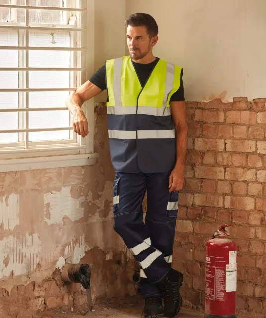 YHVW122 - Tweekleurig veiligheidshesje Hi Vis Yellow / Black