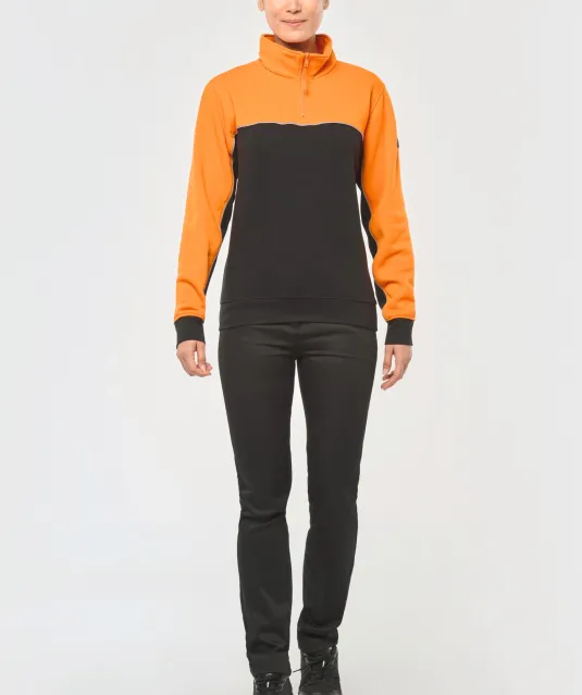 WK404 - Ecologische uniseks sweater met ritskraag Black / Forest Green