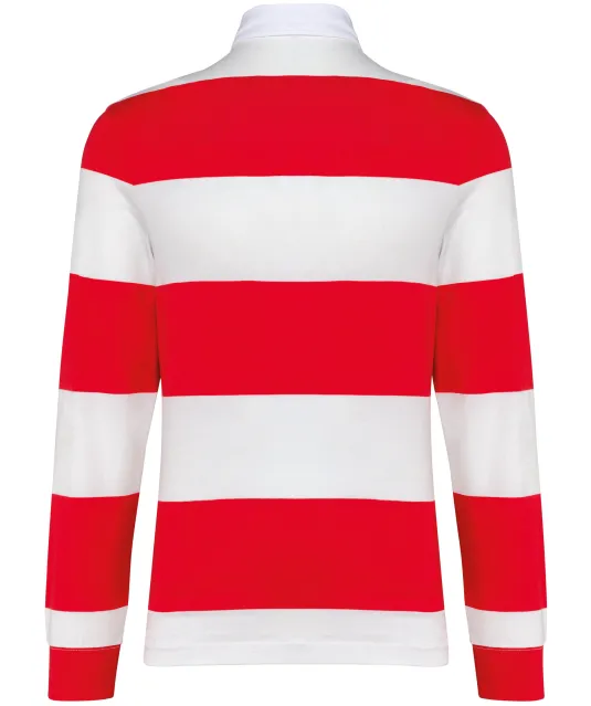 K285 - Gestreepte uniseks polo lange mouwen Red / White Stripes