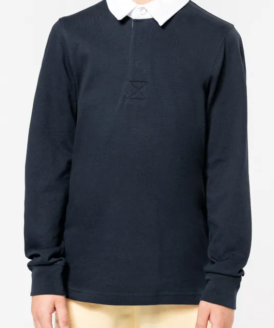 K214 - Kinder-rugbypolo Navy / White