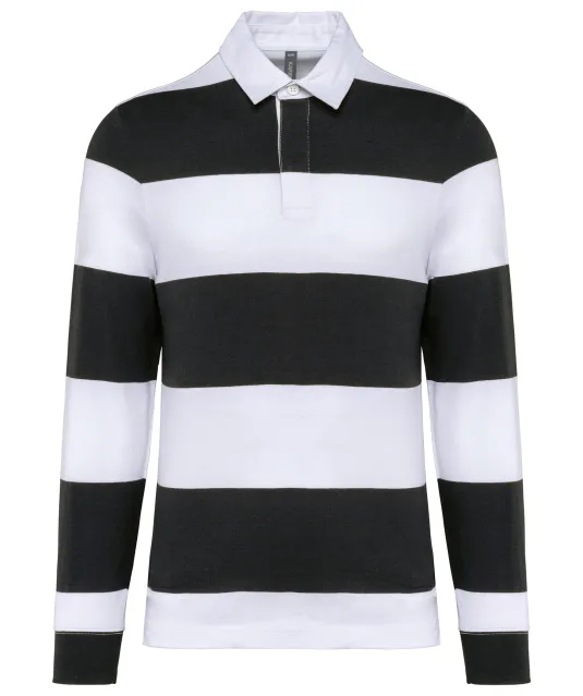K285 - Gestreepte uniseks polo lange mouwen Black / White Stripes