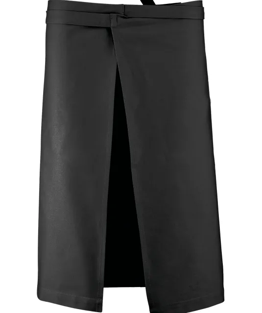 K887 - Katoenen lang schort Black
