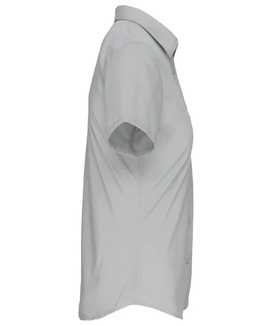 K544 - Dames Poplin Blouse Korte Mouwen Snow Grey