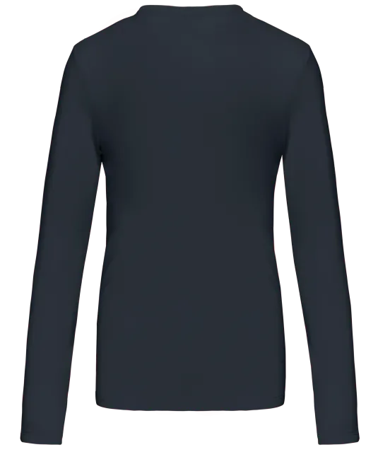 K382 - Dames t-shirt V-hals lange mouwen Navy