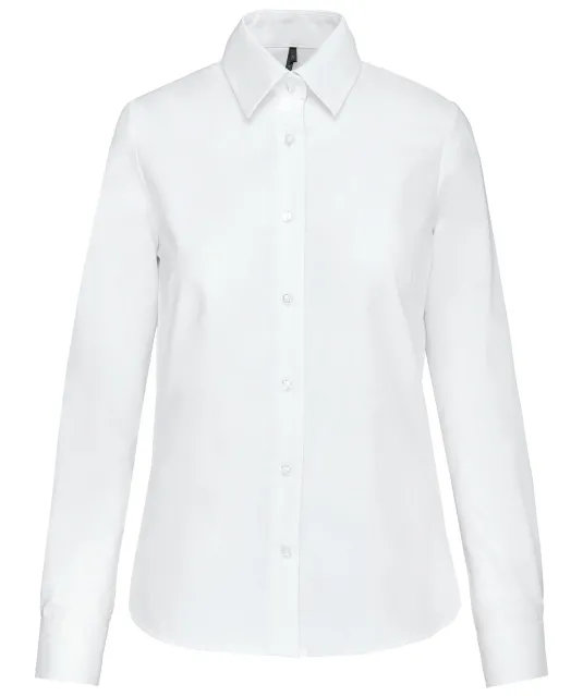 K534 - Dames Oxford blouse lange mouwen White