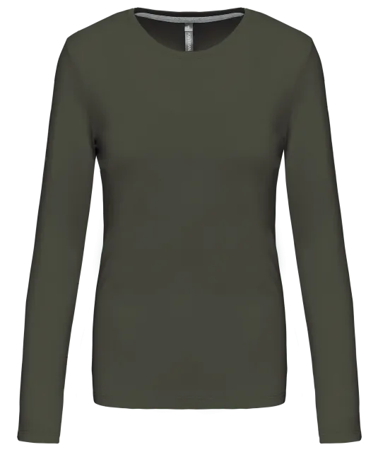 K383 - Dames T-shirt ronde hals lange mouwen Dark Khaki