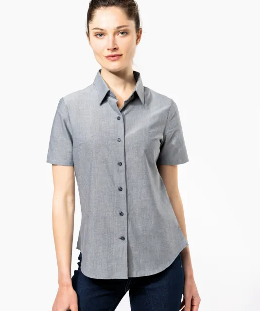 K536 - Dames Oxford blouse korte mouwen White