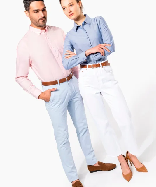 K533 - Heren Oxford overhemd lange mouwen White