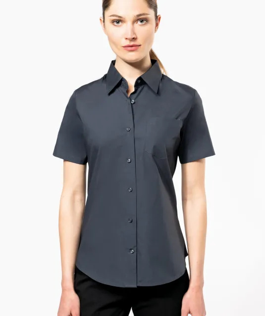 K532 - Dames stretch blouse korte mouwen Black