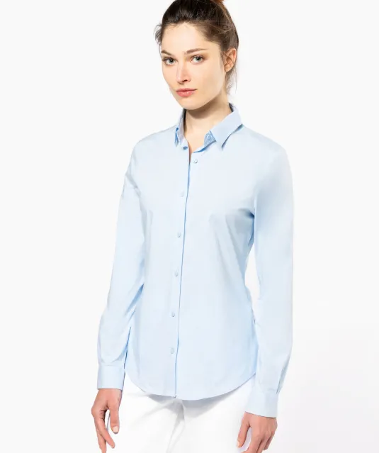 K530 - Dames stretch blouse lange mouwen Black