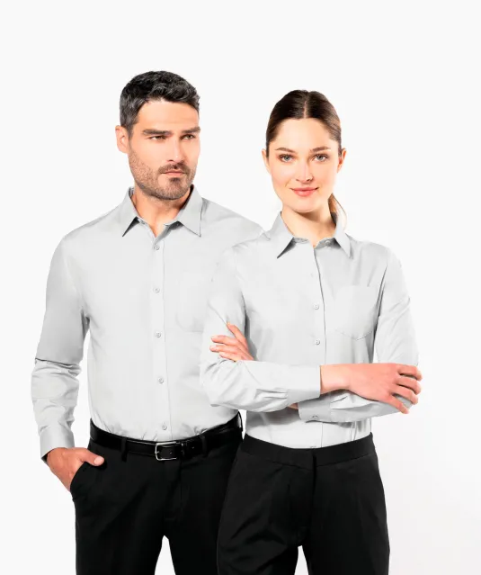 K541 - Heren poplin overhemd lange mouwen White