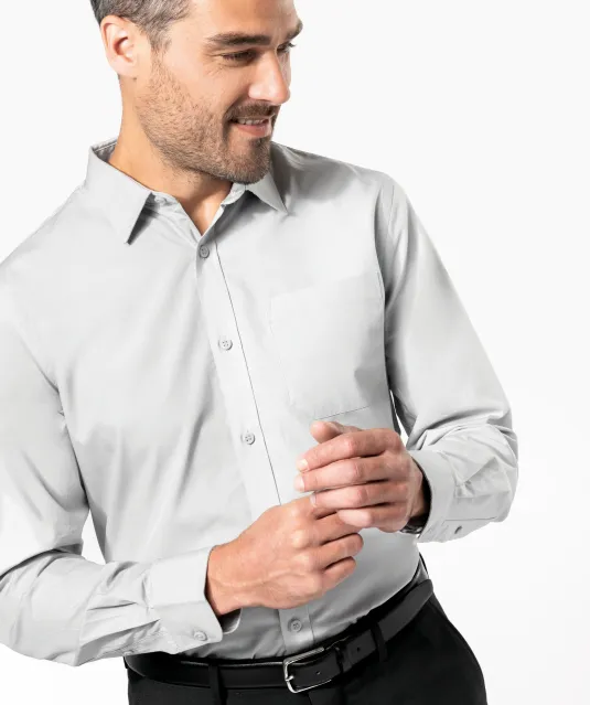 K541 - Heren poplin overhemd lange mouwen White