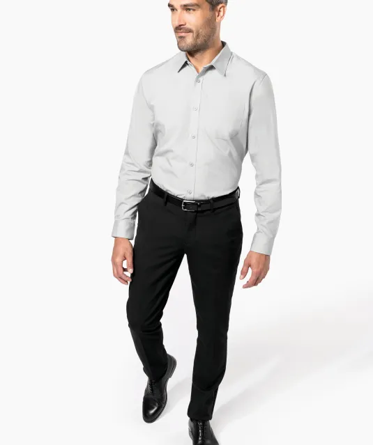 K541 - Heren poplin overhemd lange mouwen White