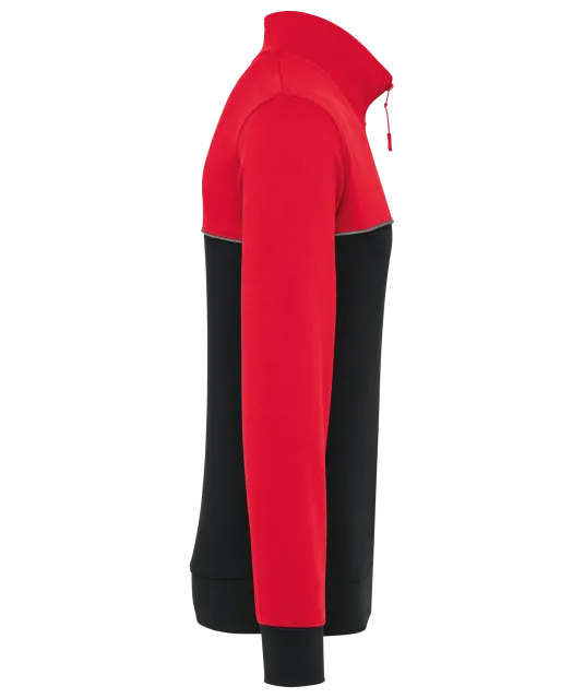 WK404 - Ecologische uniseks sweater met ritskraag Black / Red