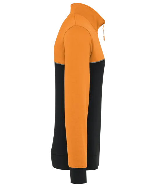 WK404 - Ecologische uniseks sweater met ritskraag Black / Orange