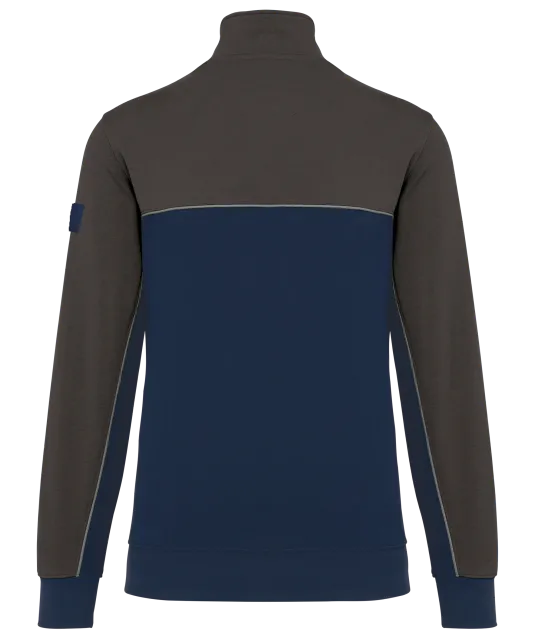 WK404 - Ecologische uniseks sweater met ritskraag Navy / Dark Grey