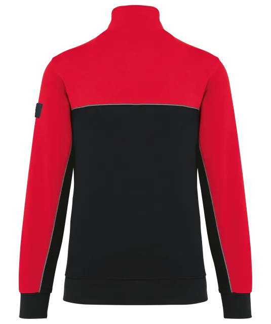 WK404 - Ecologische uniseks sweater met ritskraag Black / Red