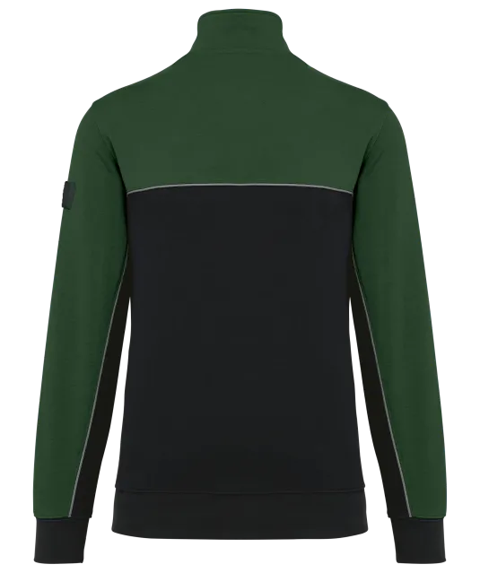 WK404 - Ecologische uniseks sweater met ritskraag Black / Forest Green