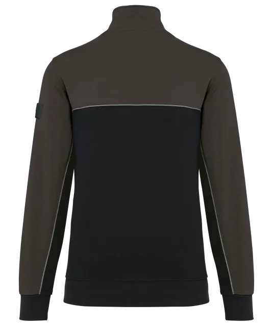WK404 - Ecologische uniseks sweater met ritskraag Black / Dark Grey