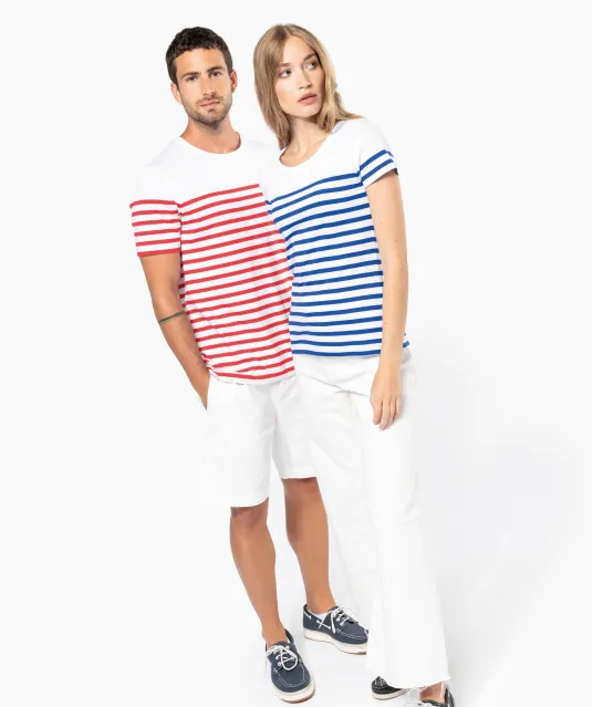 K3034 - Marine-t-shirt ronde hals Bio dames Navy / White Stripes