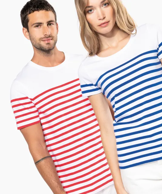 K3034 - Marine-t-shirt ronde hals Bio dames Navy / White Stripes