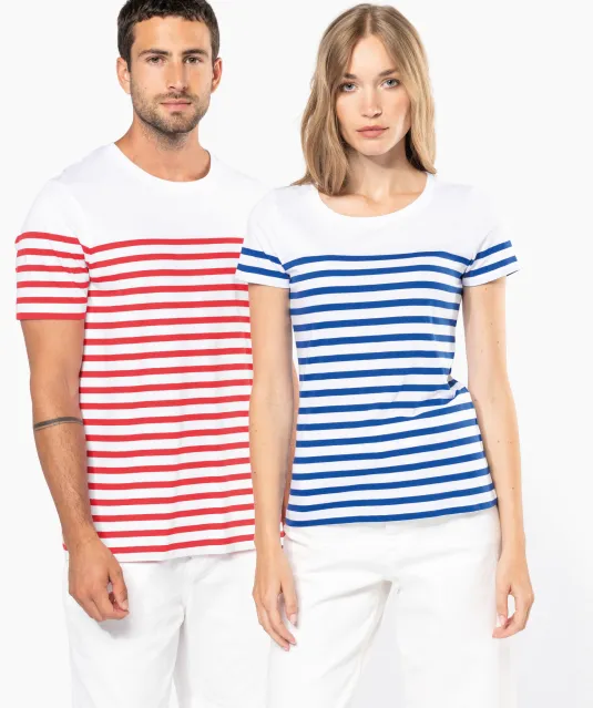 K3034 - Marine-t-shirt ronde hals Bio dames Navy / White Stripes