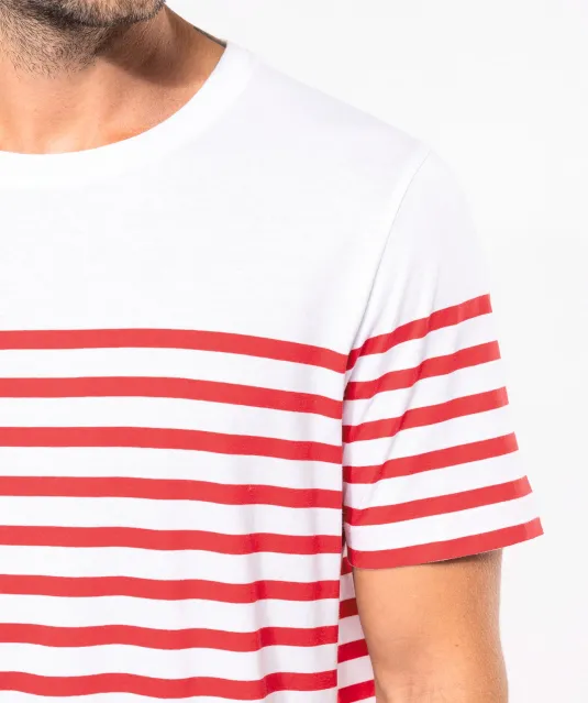 K3033 - Marine-t-shirt ronde hals Bio heren Navy / White Stripes