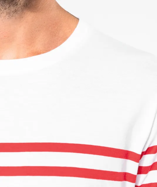 K3033 - Marine-t-shirt ronde hals Bio heren Navy / White Stripes