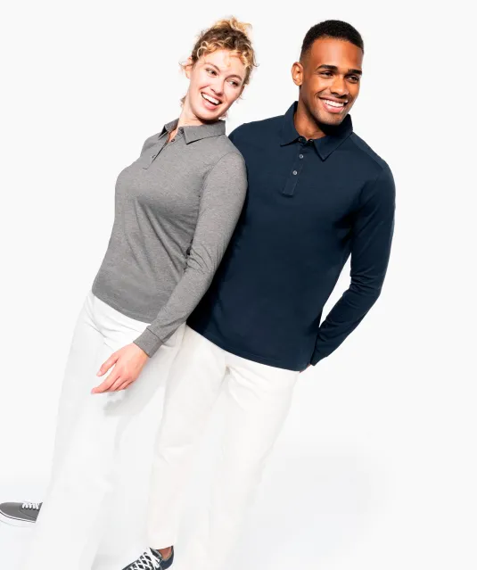 K264 - Herenpolo lange mouwen van jersey Black