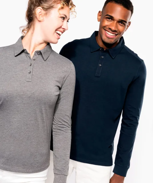 K264 - Herenpolo lange mouwen van jersey Black