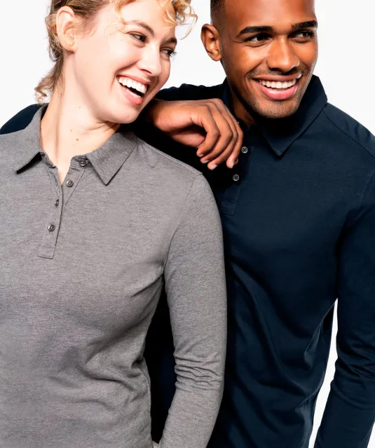 K264 - Herenpolo lange mouwen van jersey Black