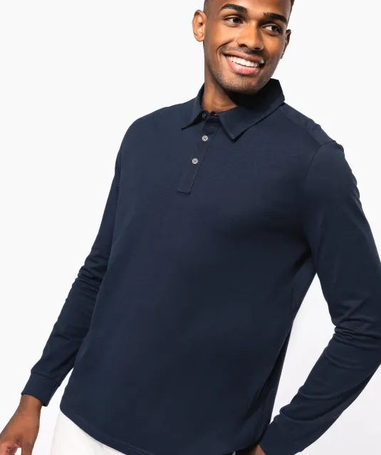 K264 - Herenpolo lange mouwen van jersey Black