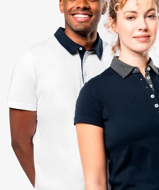 K260 - Tweekleurige herenpolo jersey Black / Dark Grey Heather