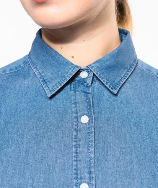 K509 - Damesblouse Denim Chambray Blue