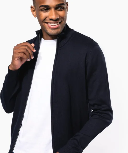 K961 - Heren cardigan met rits Black