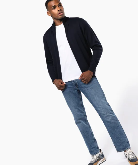 K961 - Heren cardigan met rits Black