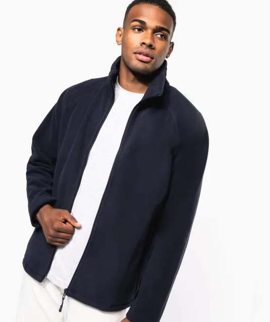 K917 - Microfleece met rits en raglanmouwen heren Black