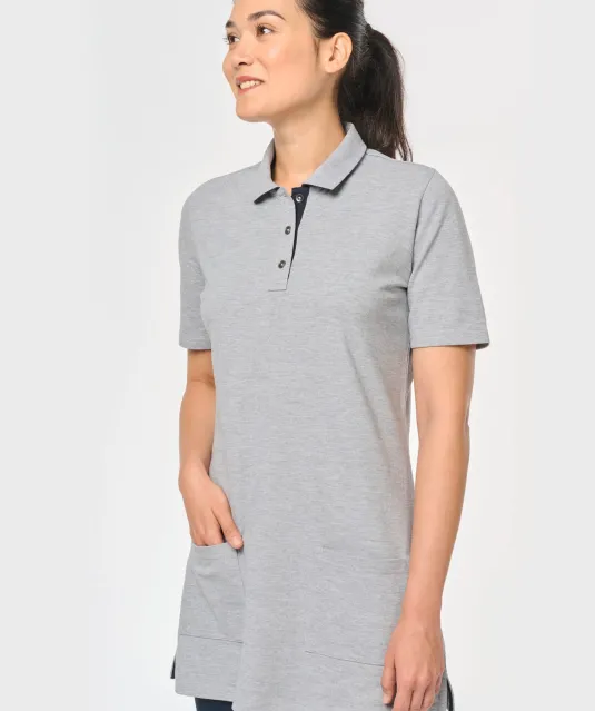 WK209 - Lange damespolo korte mouwen Navy / Oxford Grey