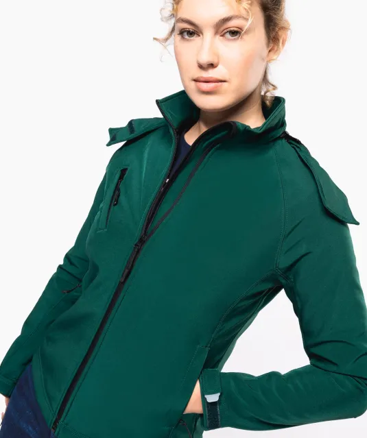 K414 - Dames softshell jas met afneembare capuchon Black