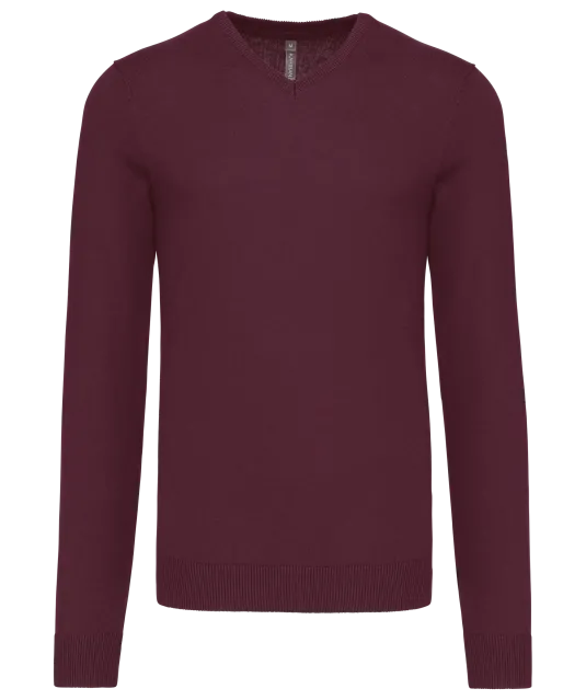 K965 - Heren pullover met v-hals Wine