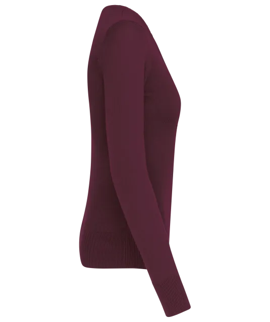 K966 - Dames pullover met v-hals Wine