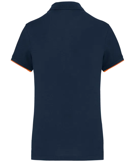 WK271 - Contrasterende damespolo Day To Day korte mouwen Navy / Fluorescent Orange
