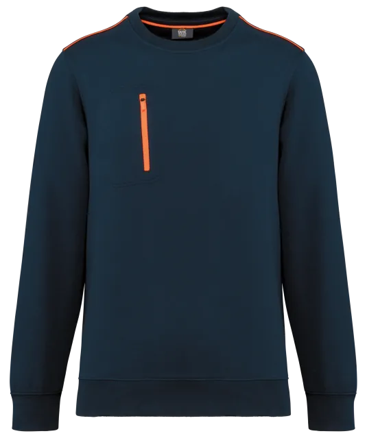 WK403 - Day To Day sweater zakje met contrasterende rits Navy / Fluorescent Orange