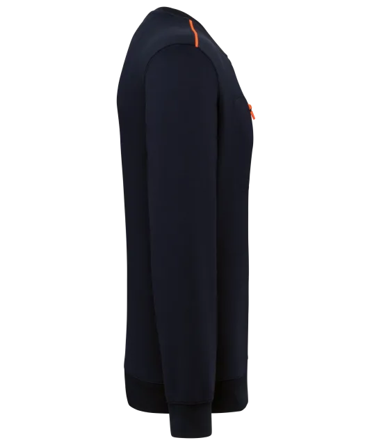 WK403 - Day To Day sweater zakje met contrasterende rits Navy / Fluorescent Orange