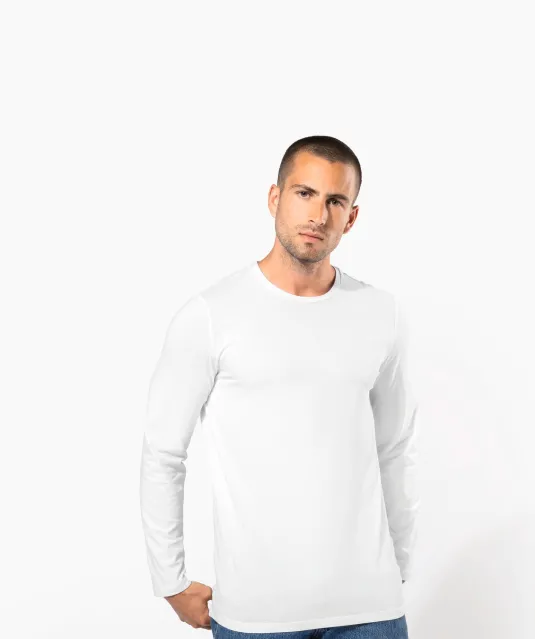 K3016 - T-shirt ronde hals lange mouwen White
