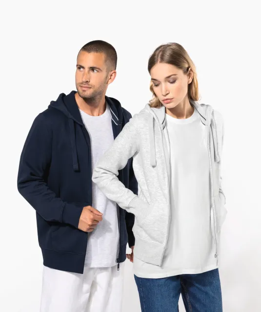K464 - Damessweater met rits en capuchon White