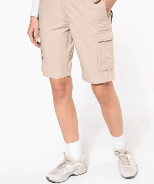 K756 - Lichte damesbermuda met diverse zakken Beige
