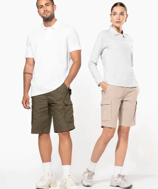 K756 - Lichte damesbermuda met diverse zakken Beige